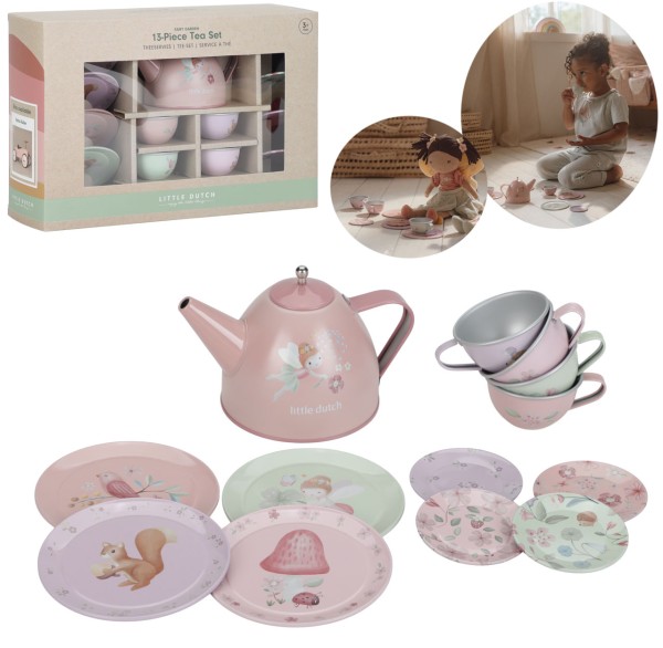 Tee Set Fairy Garden aus Zinn (Pastell)