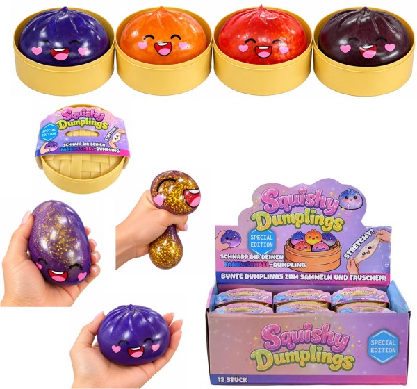 Squishy Quetsch Dumplings Special Edition Farbwechsel mit Glitzer-Gel 8,5 cm (Sortiert)