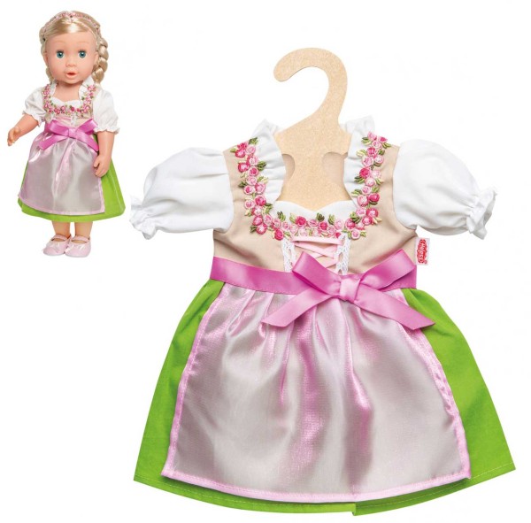 Puppenkleidung Dirndl Heidi Gr. 35-45 cm (Rosa-Grün)