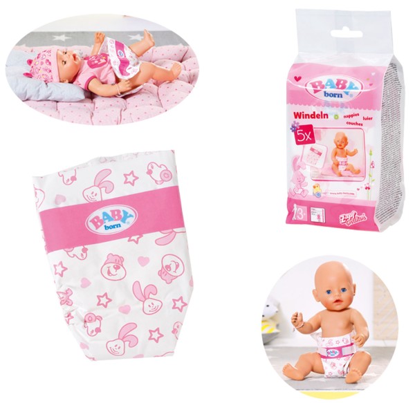 Baby Born Windelpaket 5er Pack Gr. 43 (Weiß-Pink)