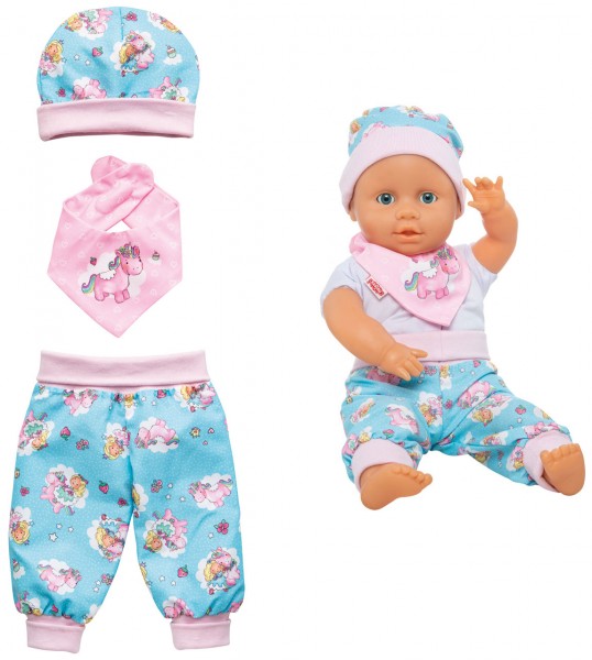 Puppenkleidung Baby-Outfit Einhorn & Fee Gr. 35 - 45 cm (Hellblau-Rosa)