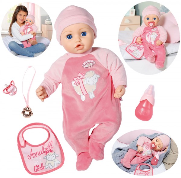 Baby Annabell Puppe 43 cm mit Funktionen und Zubehör (Rosa)