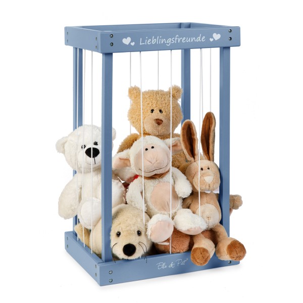 Plüschtier-Box aus Holz zur Aufbewahrung von Kuscheltieren (Stahlblau)