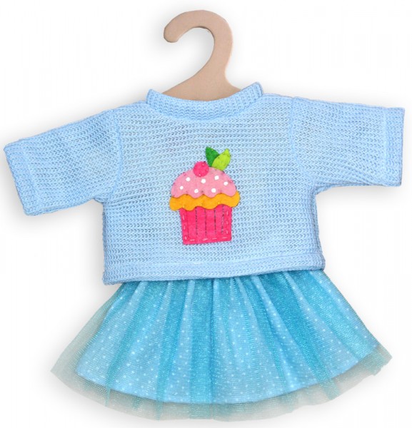 Kleidungsset Tüllrock mit Pullover Cupcake Gr. 35 - 45 cm (Hellblau)