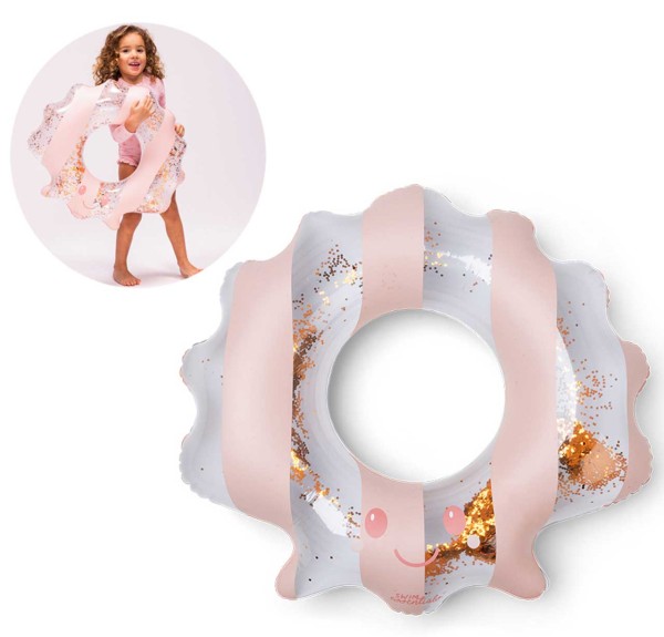 Schwimmring Muschel Sally Shell mit Glitzer 65 cm (Rose-Gold)
