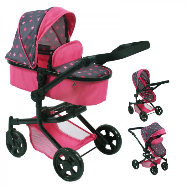 Puppenwagen Mika 2in1 (Sternchen Pink)