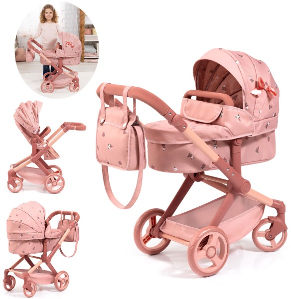 Puppenwagen Xeo mit Wickeltasche (Rose)