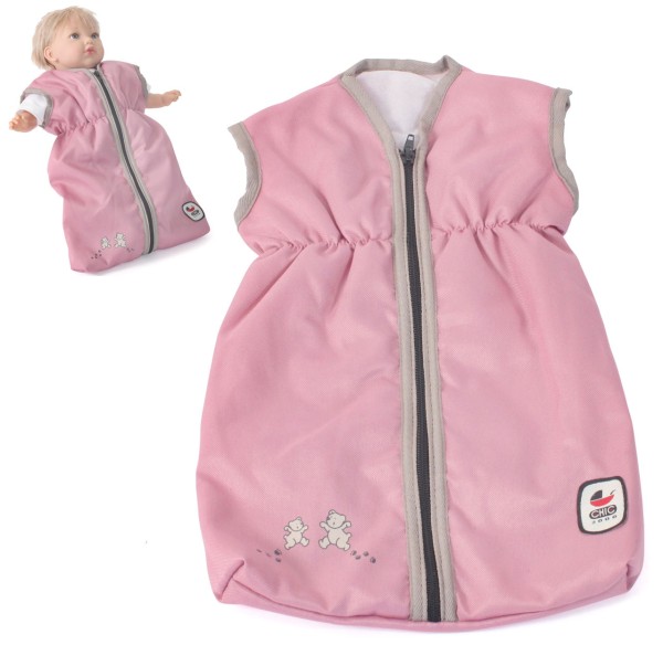 Puppenschlafsack Bärchen (Rose-Beige)