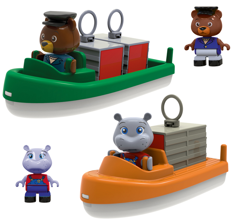 Container- & Transportboot AquaPlay Zubehör für AquaPlay Wasserbahnen oder für die Badewanne für Kinder ab 3 Jahren 2 Boote Container und Bo und Wilma