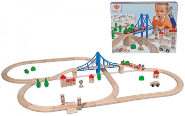 Eisenbahn-Set mit Hängebrücke 55-teilig