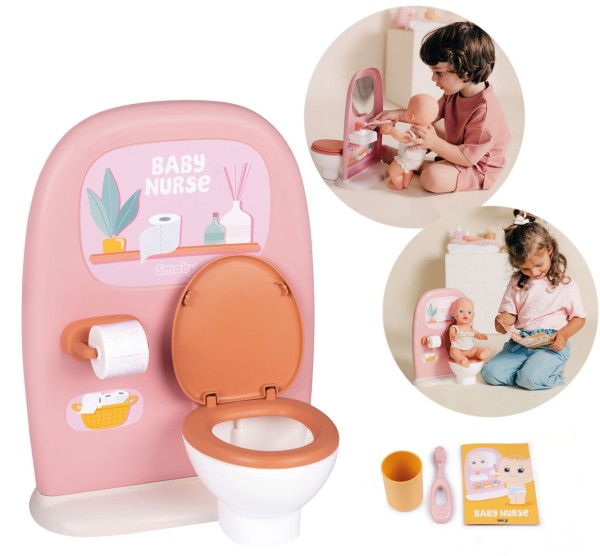 Baby Nurse Puppen-Badezimmer mit Toilette und Waschtisch (Rose)