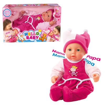 Baby-Puppe Hello Baby mit Funktionen 46 cm (Pink)