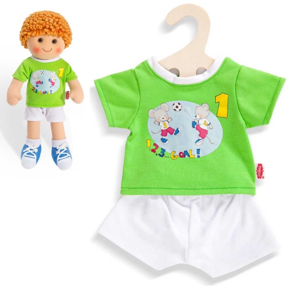 Puppenkleidung Fußball-Outfit Gr. 28-35 cm (Weiß-Grün)