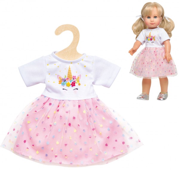 Kleidungsset Tüllkleid Einhorn Hannah Gr. 35 - 45 cm (Weiß-Rosa)