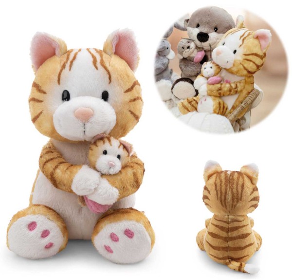 Little & Me Kuscheltier Katze mit Baby 20 cm (Getigert)