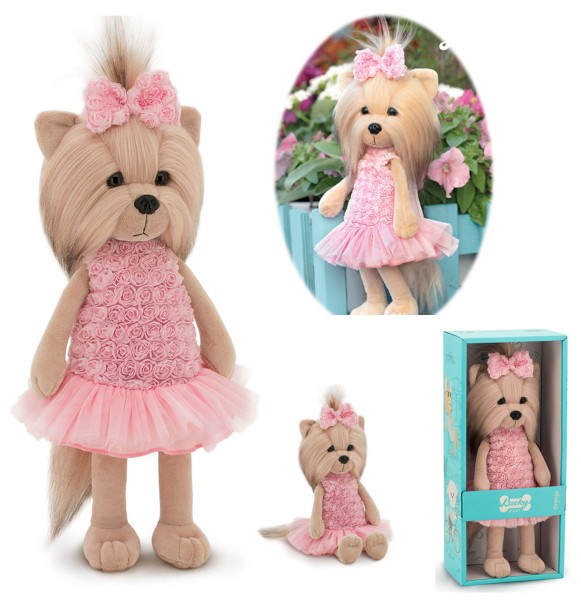 Lucky Doggy Yoyo Plüschhund Yorkshire Terrier Roses 38 cm (Beige-Rosa)