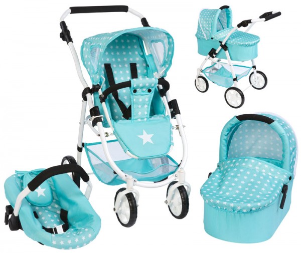 Puppenwagen Emotion All In 3in1 Sternchen (Minttürkis-Weiß)