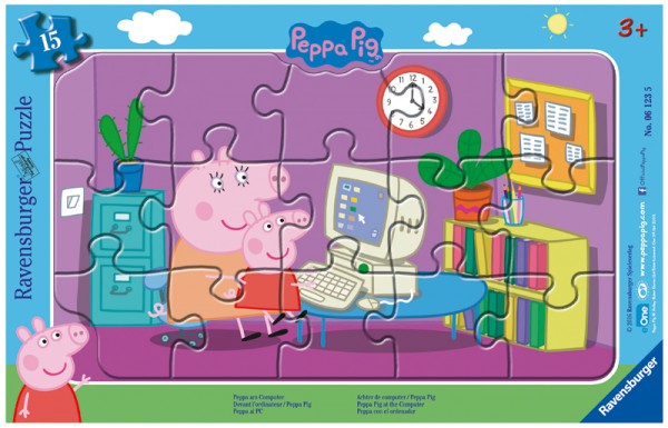 Rahmenpuzzle Peppa Pig, Peppa am Computer mit 15 Teilen