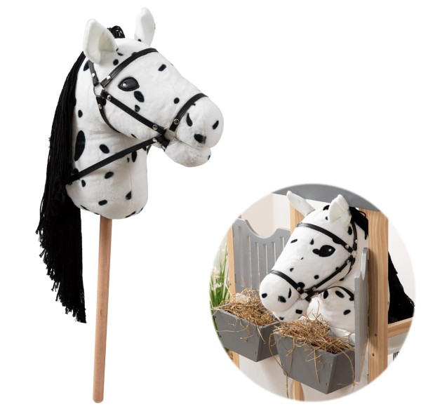 Großes Hobby Horse Steckenpferd COOKIE mit Tasche (Weiß-Schwarz)