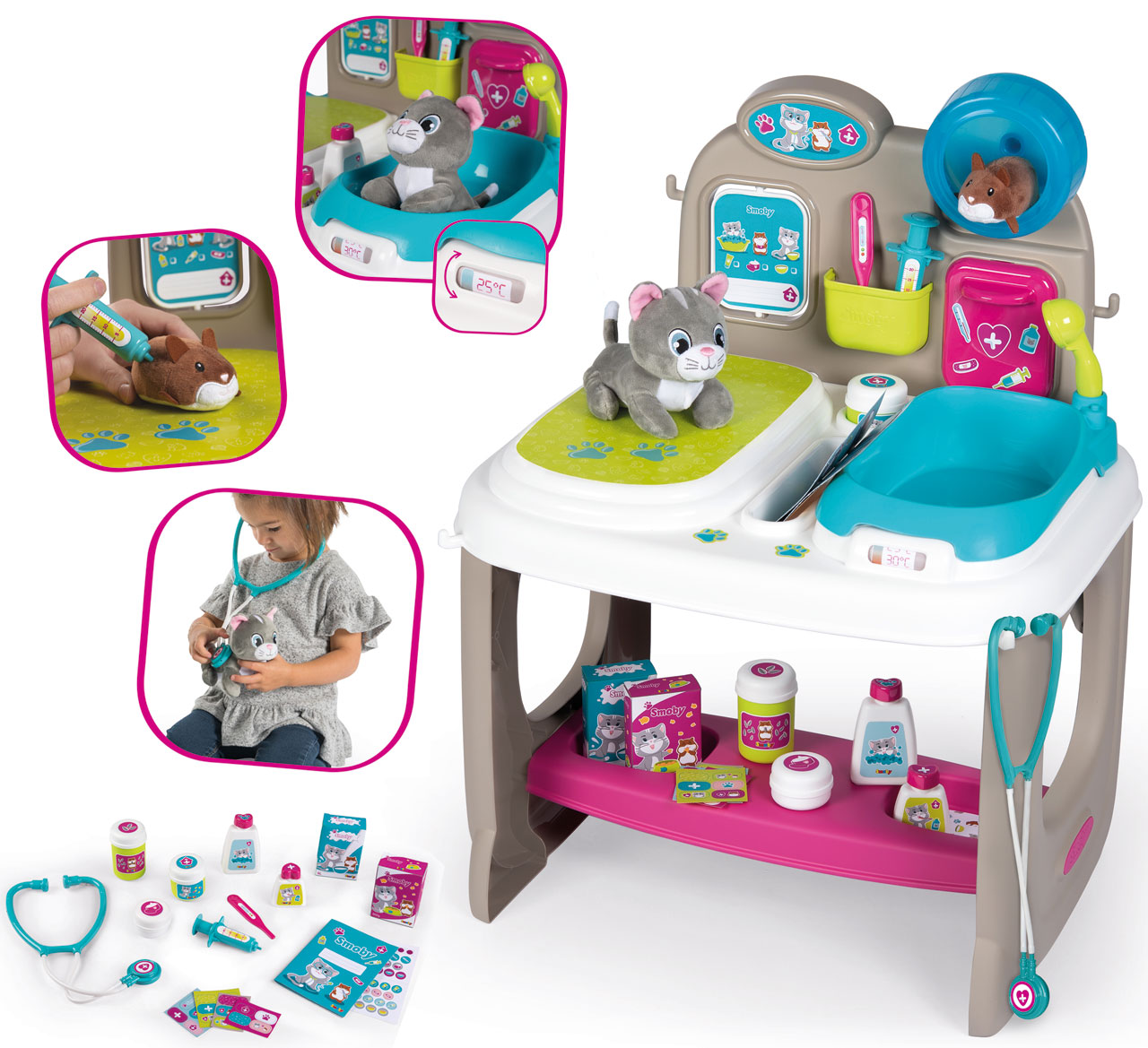 ✔️ SMOBY® Große Tierarzt Klinik mit Katze und Hamster | Spielzeug24