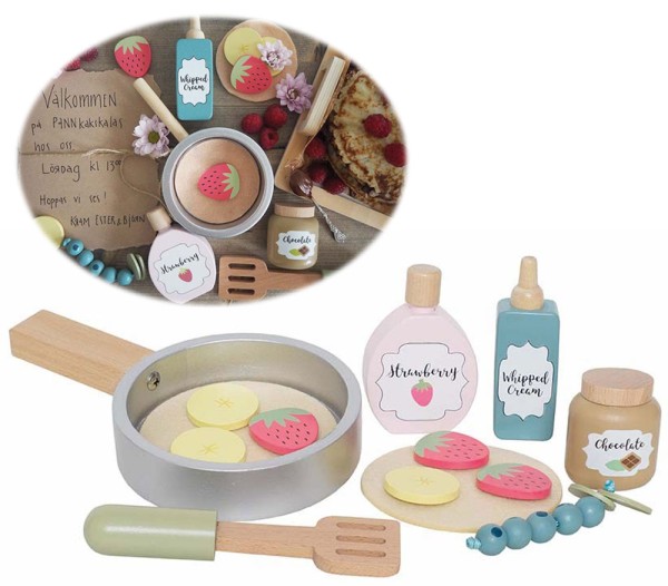 Pfannkuchen-Set aus Holz für Kinderküche