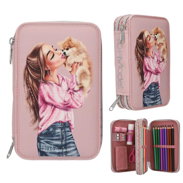 TOPModel 2 Fach Federtasche Dots (Rosa)