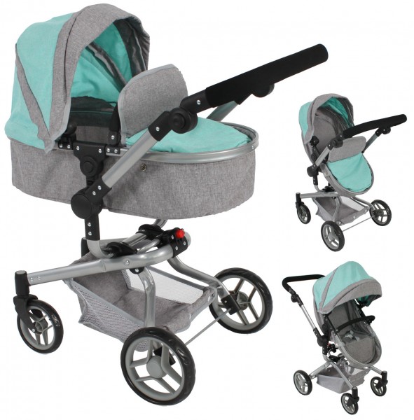 Puppenwagen Yolo Dots 2in1 (Melange Mint)