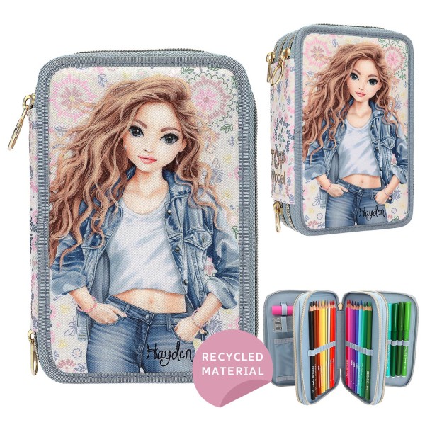 TOPModel 3 Fach Federtasche Festival Fun (Hellblau)