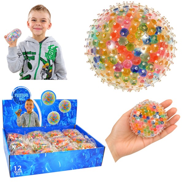 Großer Squishy Flutschi Ball mit bunten Wasserperlen 8,5 cm