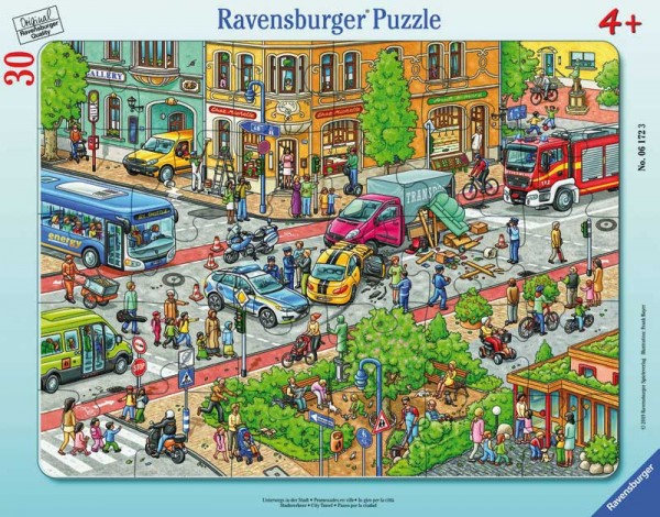 Rahmenpuzzle Unterwegs in der Stadt mit 30 Teilen