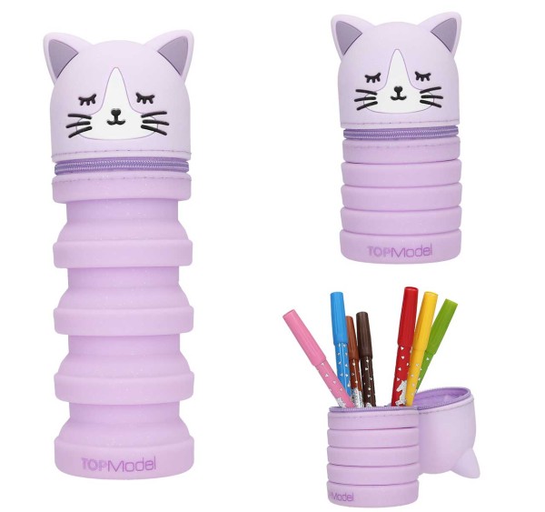 TOPModel Silikon Federmäppchen Katze Blooning Kitty (Lila)