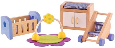 Puppenhaus Modernes Babyzimmer (Natur-Blau)