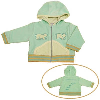 Kapuzenjacke Velour Eisbär mit Tatzen Gr. 56 (Mintgrün)