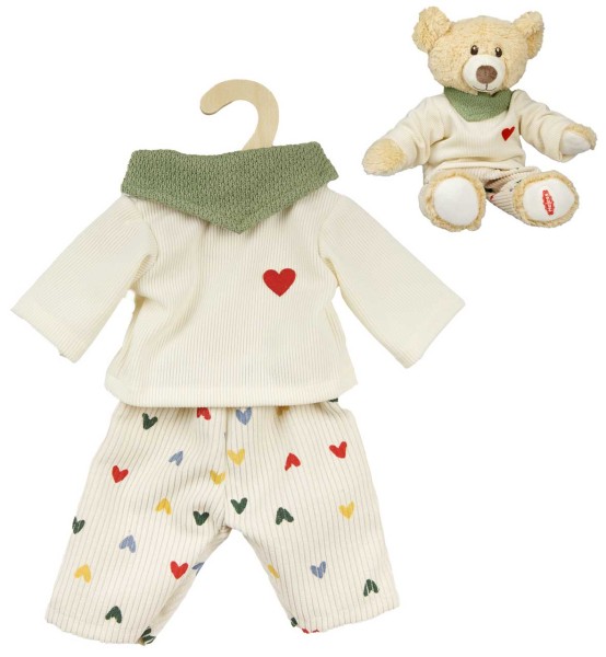Puppenkleidung Kordhose Herz-Konfetti mit Shirt und Nickituch Gr. 28-35 cm