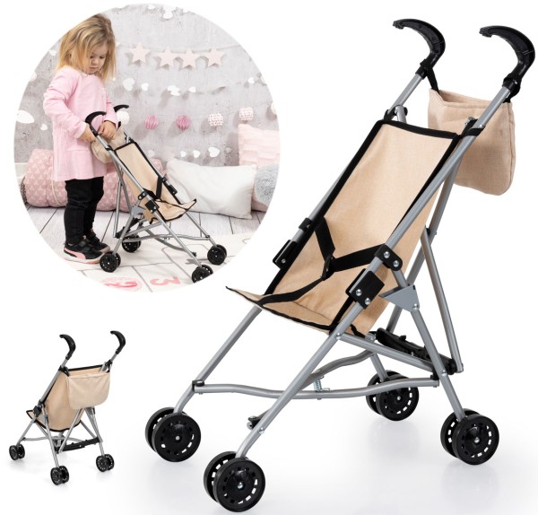 Puppenbuggy mit Tasche (Beige)