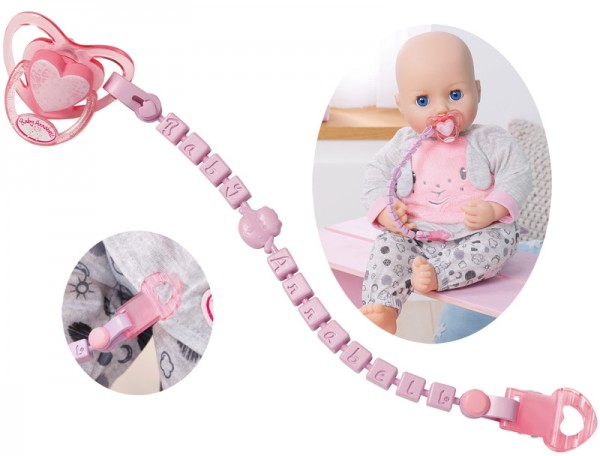 Baby Annabell Schnullerkette mit Schnuller und Clip (Rosa)