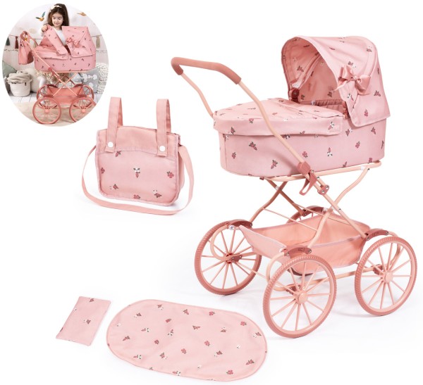 Puppenwagen Klassik mit Wickeltasche (Rose)