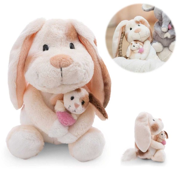 Little & Me Kuscheltier Hase mit Baby 20 cm (Creme-Beige)