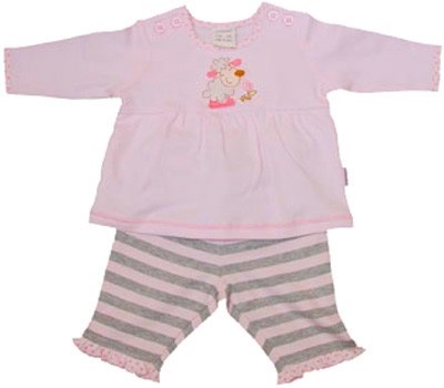 Langarmshirt mit Leggings Schaf Gr. 56 (Rosa-Grau)