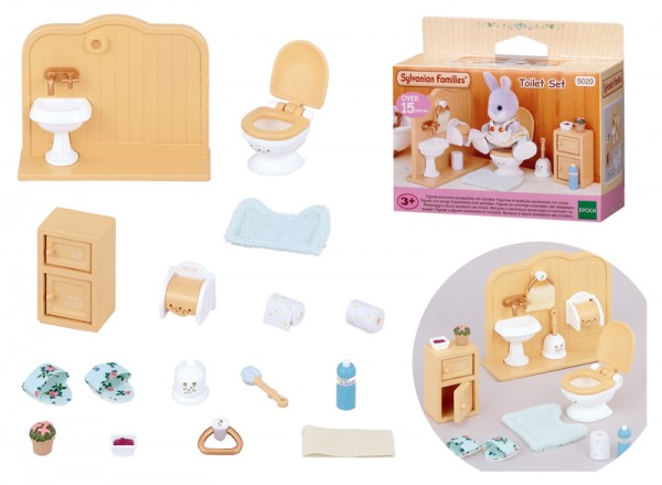Sylvanian Families Möbelset Gäste-WC Toilette mit Waschbecken