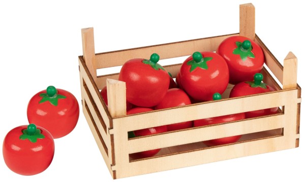 Holzkiste mit Tomaten