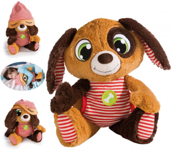 Kuscheltier Schlafmützen Hund Woofl 38 cm (Braun-Rot)