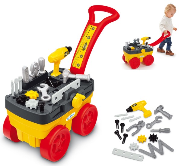 Werkstatt-Trolley mit Werkzeug zum Ziehen (Gelb-Rot)