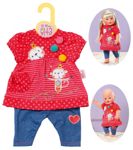 Dolly Moda Hängerchen mit Hose 43 cm (Rot-Blau)