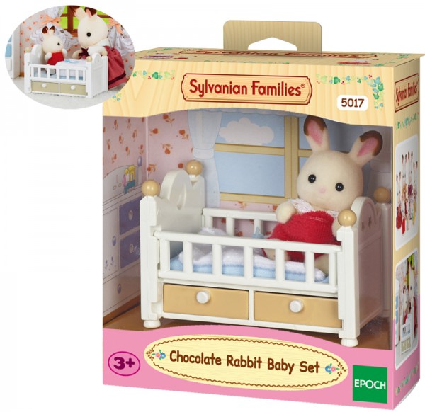 Sylvanian Families Schokoladenhasen Baby mit Babybett