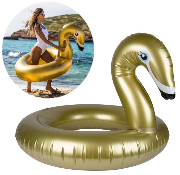 Großer Schwimmring Schwan Deluxe 95 cm (Gold)