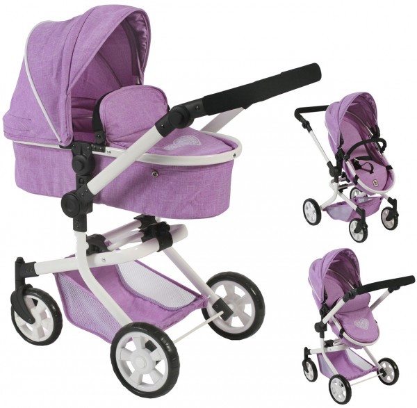 Puppenwagen Mika 2in1 (Melange Flieder)