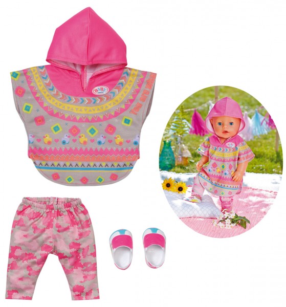 Baby Born Deluxe Trendy Poncho Set 43 cm (Pink-Bunt)