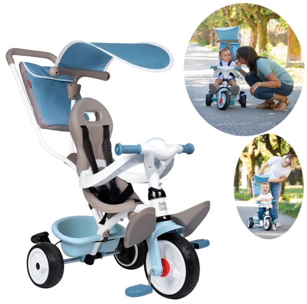 Dreirad Baby Balade Plus mit Schiebestange und Sonnendach (Pastell Blau)