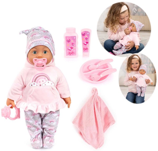 Babypuppe Bambolina 46 cm mit Babygeräuschen (Rosa)